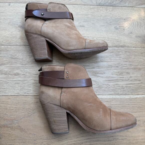 Rag & Bone Harrow Suede Ankle Boots Block Heel Camel EU 38/ 8 US - Picture 12 of 15